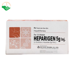 Thuốc tiêm truyền Heparigen 5g Inj hỗ trợ điều trị bệnh gan cấp, mạn tính, hôn mê gan và tiền hôn mê gan (Hộp 10 ống x 10ml)
