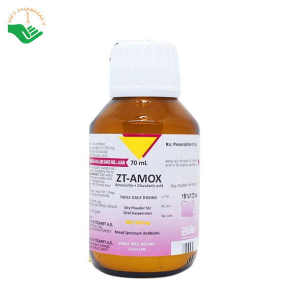 Thuốc ZT-Amox 200/28,5mg Bilim điều trị nhiễm khuẩn đường hô hấp, da và tiết niệu (Lọ 70 ml)