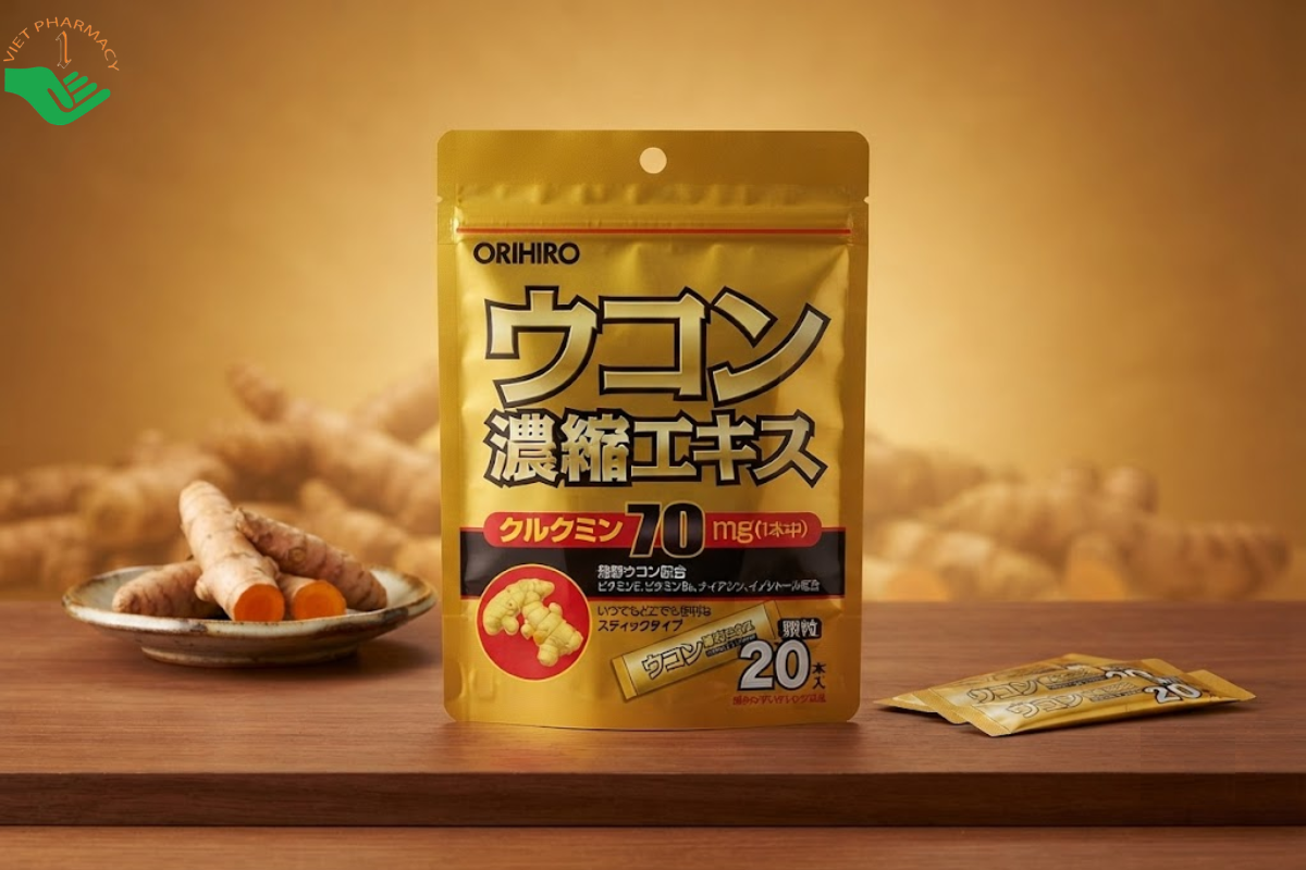 Tinh Bột Nghệ Orihiro bổ sung curcumin, nghệ lên men và vitamin B6, hỗ trợ chăm sóc sức khỏe (Túi 20 gói x 1,5g)