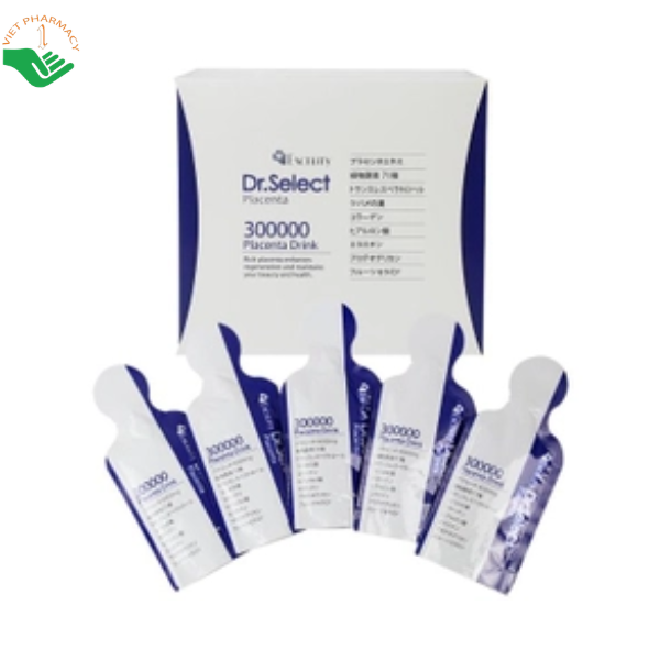 Tinh chất nhau thai heo Placenta 300.000 Dr. Select bổ sung collagen, proteoglycan và hyaluronic acid (Hộp 30 gói x 15g)