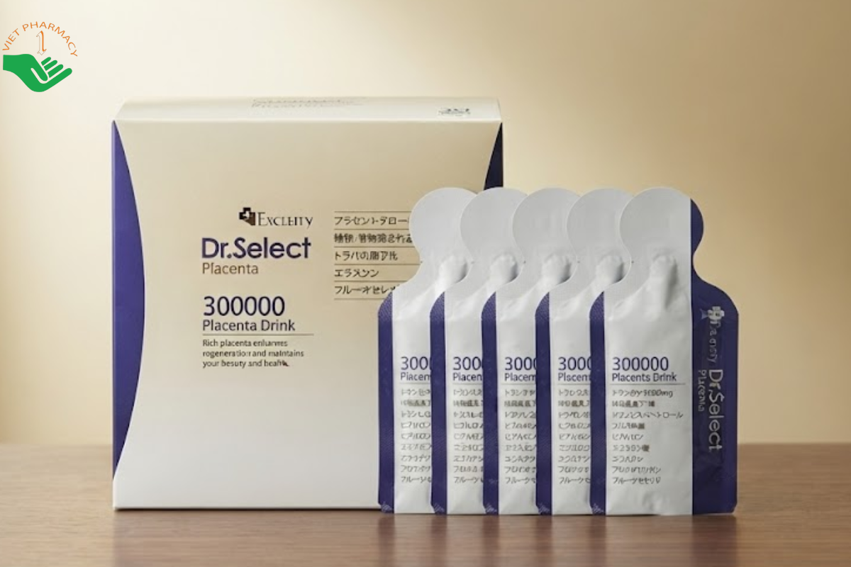 Tinh chất nhau thai heo Placenta 300.000 Dr. Select bổ sung collagen, proteoglycan và hyaluronic acid (Hộp 30 gói x 15g)