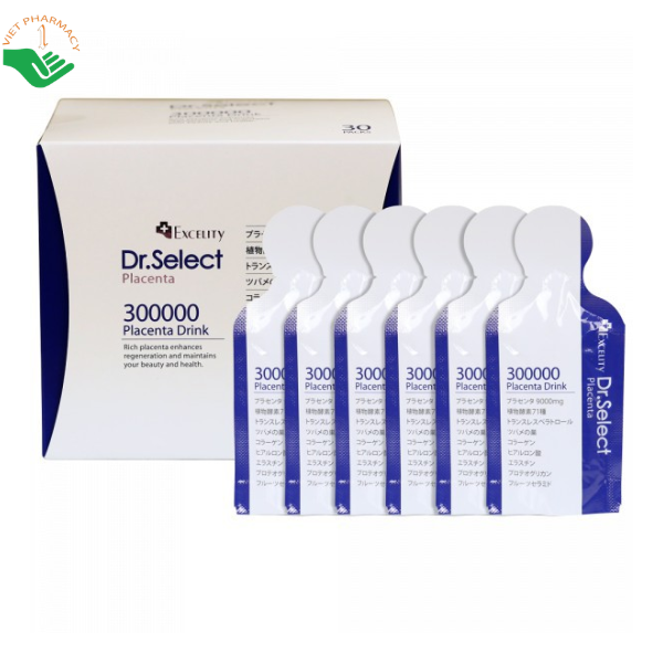 Tinh chất nhau thai heo Placenta 300.000 Dr. Select bổ sung collagen, proteoglycan và hyaluronic acid (Hộp 30 gói x 15g)