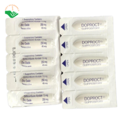 Viên đặt trĩ Doproct Suppository Continental Pharm hỗ trợ giảm đau rát, sưng búi trĩ (Hộp 2 vỉ x 5 viên)