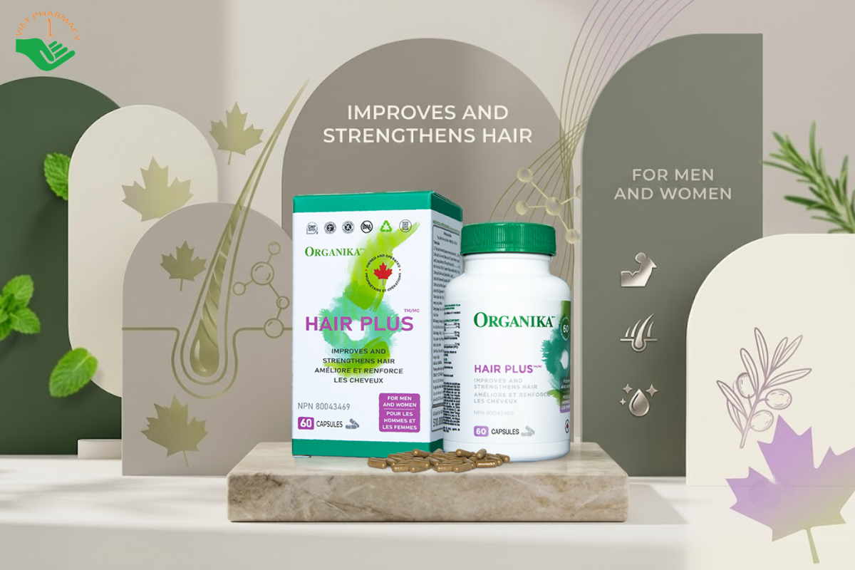 Viên nang Organika Hair Plus nuôi dưỡng nang tóc, kích thích mọc tóc, làm tóc dày chắc khỏe (hộp 60 viên)