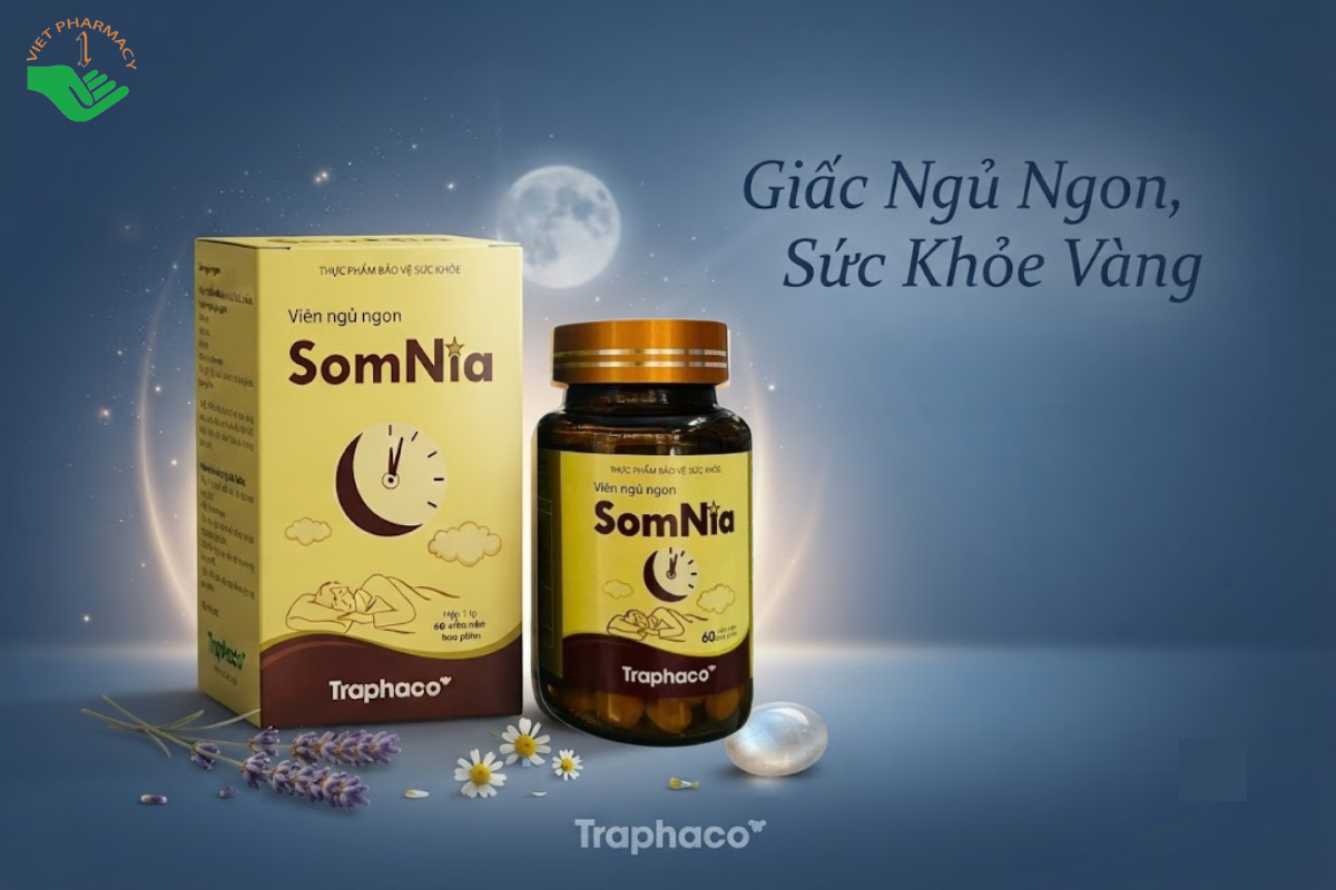 Viên ngủ ngon Somnia Traphaco hỗ trợ ngủ ngon và giảm căng thẳng (Hộp 60 viên)