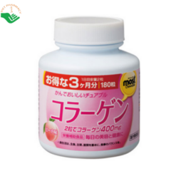 Viên nhai Most chewable Collagen Orihiro bổ sung collagen peptide, L-arginine và vitamin nhóm B, hỗ trợ chăm sóc da (Lọ 180 viên)