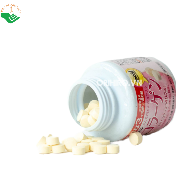 Viên nhai Most chewable Collagen Orihiro bổ sung collagen peptide, L-arginine và vitamin nhóm B, hỗ trợ chăm sóc da (Lọ 180 viên)