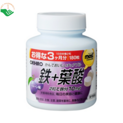 Viên nhai Most chewable Iron Folic Acid Orihiro bổ sung sắt, axit folic, vitamin B6, B12 và vitamin C (Hộp 180 viên)