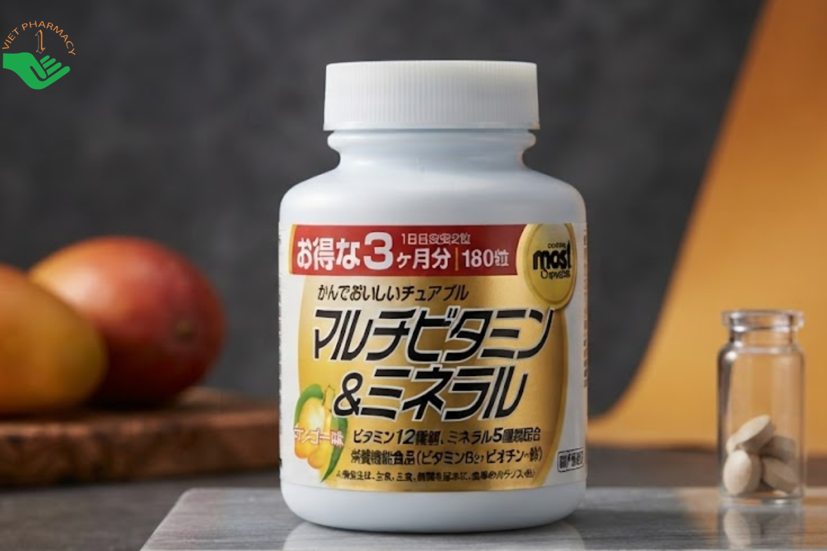 Viên nhai Most chewable Multivitamin & Minerals Orihiro bổ sung vitamin và khoáng chất (Lọ 180 viên)
