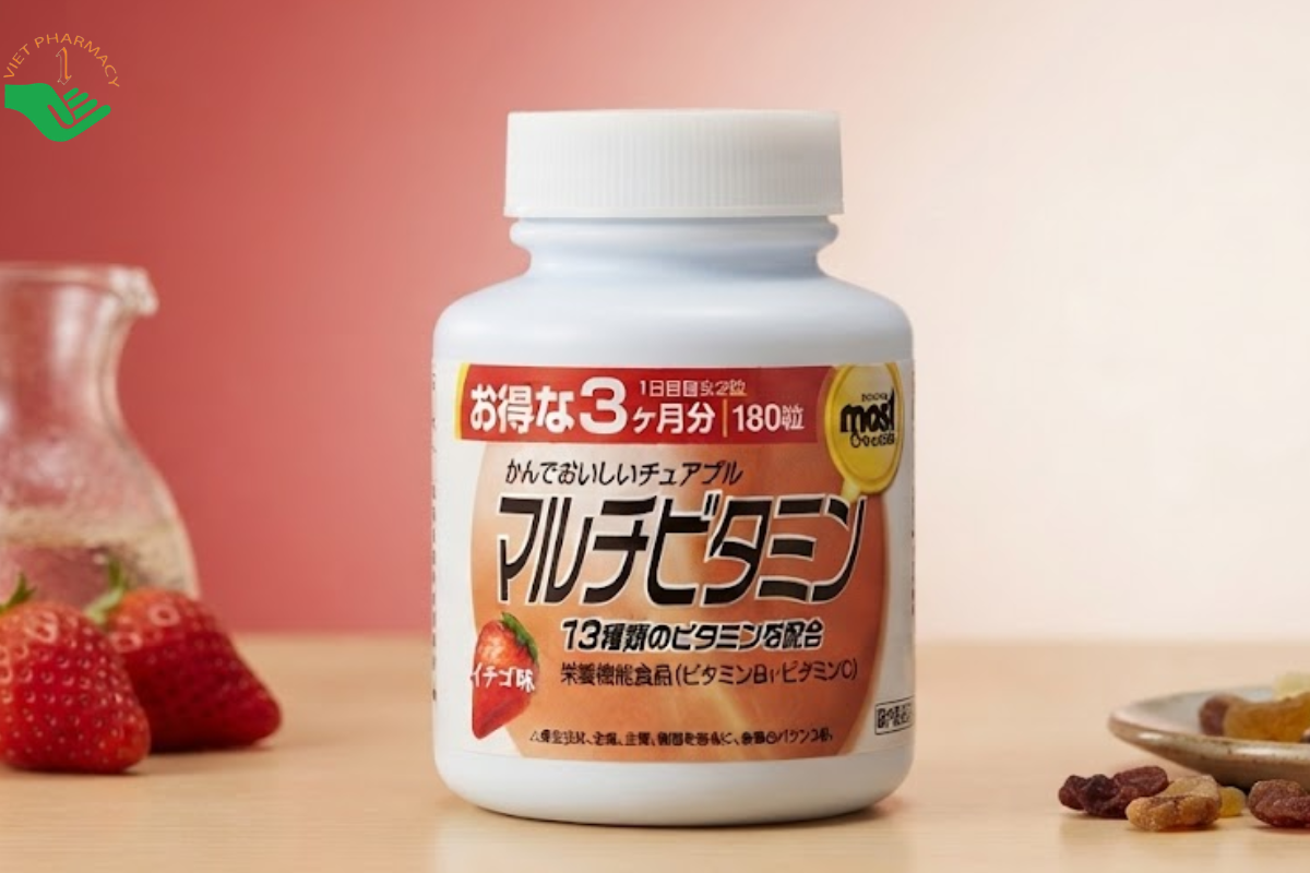 Viên nhai Most chewable Multivitamin Orihiro bổ sung 13 loại vitamin, hỗ trợ bổ sung dưỡng chất (Lọ 180 viên)