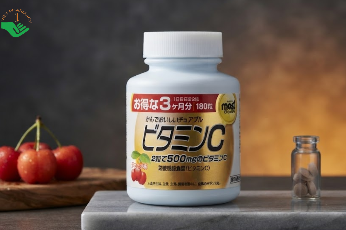 Viên nhai Most chewable Vitamin C Orihiro bổ sung vitamin C, hỗ trợ chống oxy hóa (Lọ 180 viên)