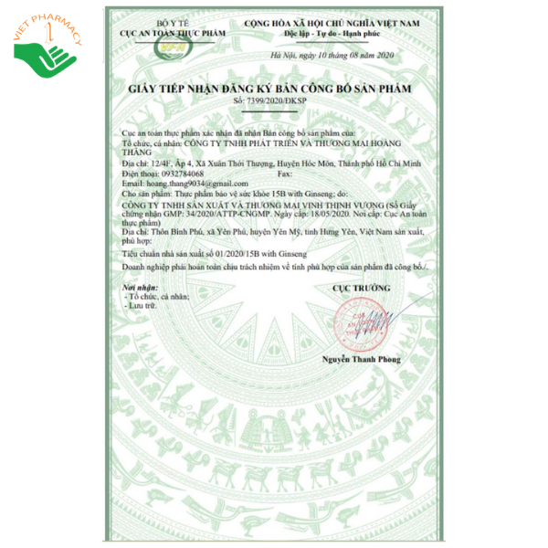 Viên uống 15B With Ginseng Vinh Thịnh Vượng bổ sung dưỡng chất, hỗ trợ bồi bổ sức khỏe (Hộp 10 vỉ x 10 viên) - Ảnh 5