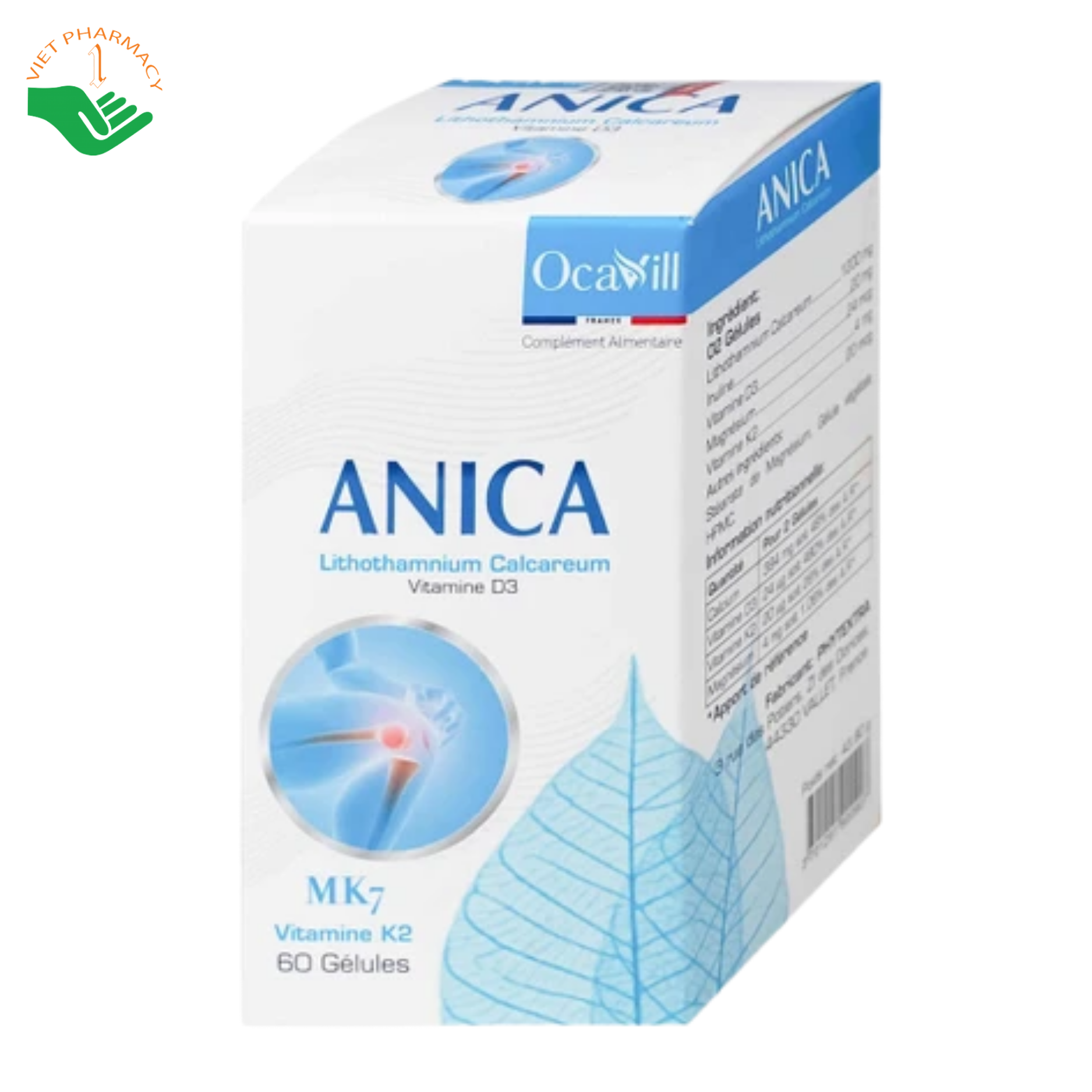 Viên uống Anica Ocavill bổ sung Canxi, Vitamin D3, K2, giúp xương răng chắc khỏe (Hộp 1 lọ 60 viên) - Ảnh 2