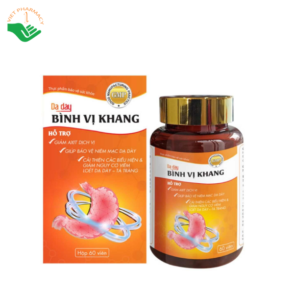 Viên uống Bình Vị Khang hỗ trợ giảm acid và bảo vệ niêm mạc dạ dày (Lọ 60 viên)