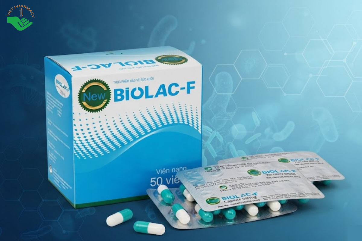 Viên uống Biolac-F Biopharco hỗ trợ cân bằng hệ vi sinh đường ruột và cải thiện tiêu hóa (Hộp 10 vỉ x 10 viên)