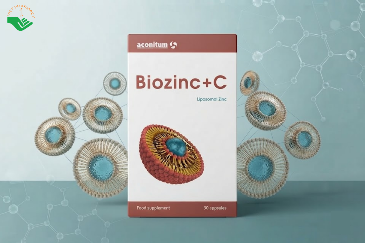 Viên uống Biozinc+C Aconitum tăng cường sức đề kháng, bổ sung kẽm và vitamin C (Hộp 30 viên)