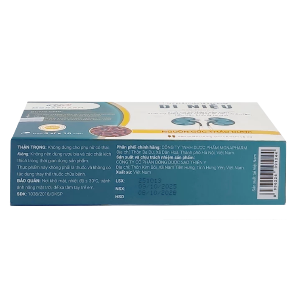 Viên uống bổ thận Di Niệu Sao Thiên Y MONAPHARM (Hộp 3 vỉ x 10 viên)