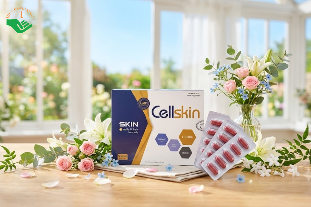 Viên uống Cellskin Dược phẩm Thành Công hỗ trợ giảm sạm nám, ngừa rụng tóc (Hộp 60 viên)