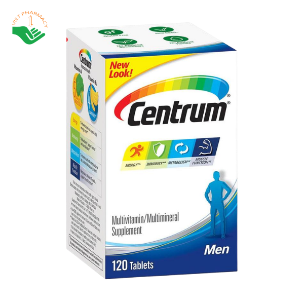 Viên uống Centrum Men GSK hỗ trợ bổ sung vitamin và tăng cường sức khỏe nam giới (Hộp 120 viên)