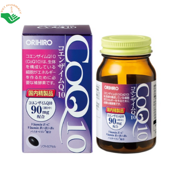 Viên uống Coenzyme Q10 Orihiro hỗ trợ chống oxy hóa, chăm sóc da và hạn chế lão hóa (Chai 90 viên)