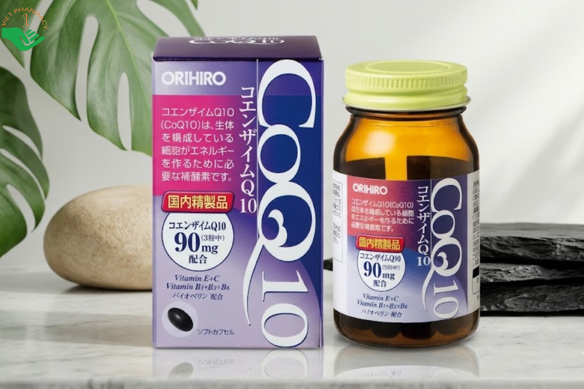 Viên uống Coenzyme Q10 Orihiro hỗ trợ chống oxy hóa, chăm sóc da và hạn chế lão hóa (Chai 90 viên)