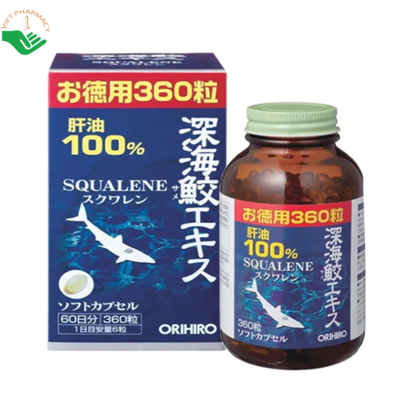 Viên uống Dầu gan cá mập Orihiro bổ sung squalene, hỗ trợ tăng cường sức khỏe (Lọ 360 viên)