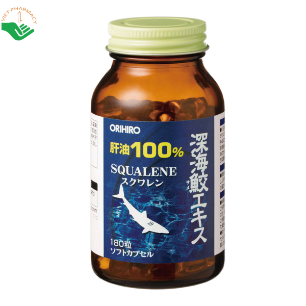 Viên uống Dầu gan cá mập Orihiro bổ sung squalene, hỗ trợ tăng cường sức khỏe (Lọ 180 viên)