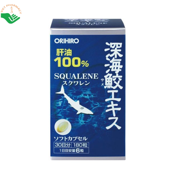 Viên uống Dầu gan cá mập Orihiro bổ sung squalene, hỗ trợ tăng cường sức khỏe (Lọ 180 viên)