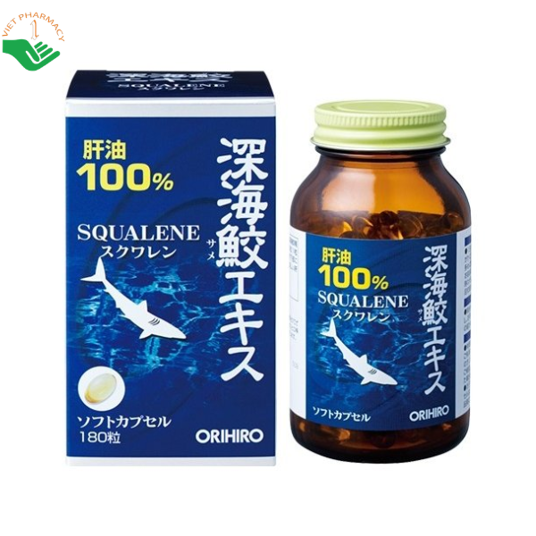 Viên uống Dầu gan cá mập Orihiro bổ sung squalene, hỗ trợ tăng cường sức khỏe (Lọ 180 viên)