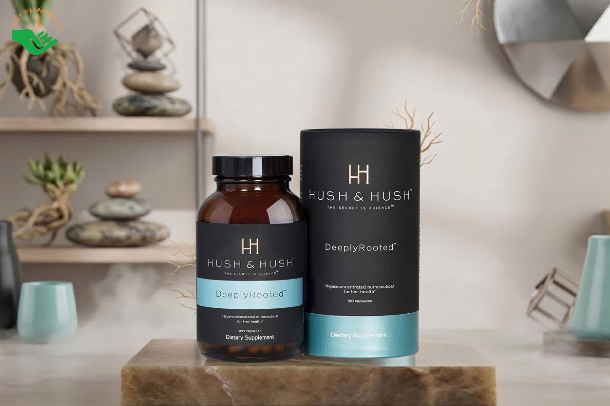 Viên uống Deeply Rooted Hush & Hush hỗ trợ giảm rụng tóc, kích thích mọc tóc và giúp tóc chắc khỏe (Hộp 120 viên)