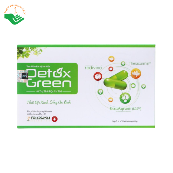 Viên uống Detox Green Mediplantex hỗ trợ giải độc, bảo vệ gan và chống oxy hóa (Hộp 3 vỉ x 10 viên)