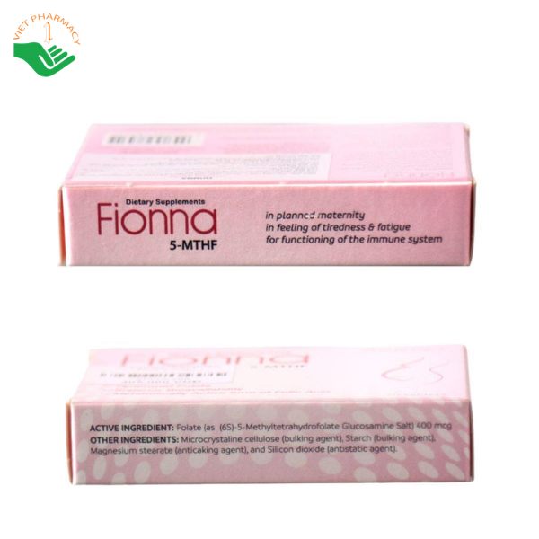 Viên uống Fionna Laboratories hỗ trợ bổ sung folate trước và trong thai kỳ (Hộp 30 viên)