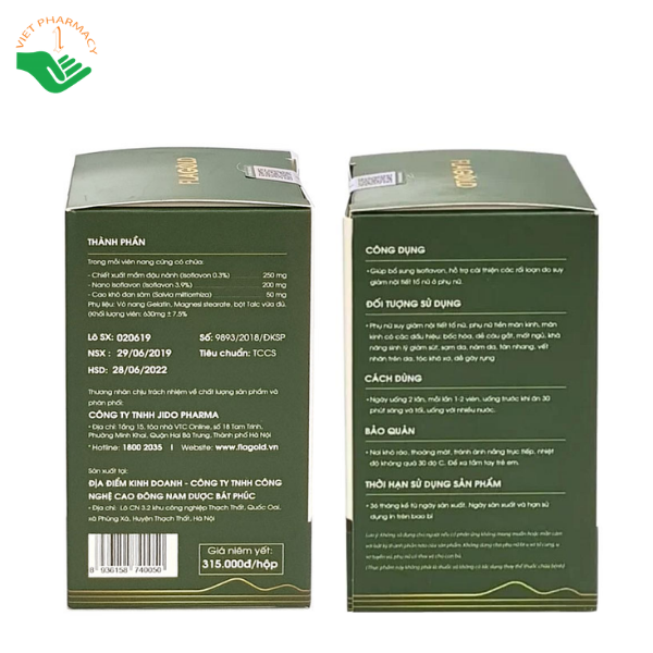 Viên uống Flagold Nano Isoflavon Jido hỗ trợ cân bằng nội tiết tố nữ (Hộp 30 viên)