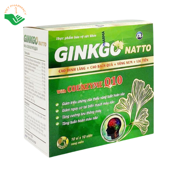 Viên uống Ginkgo Natto With Coenzyme Q10 Phúc Vinh hỗ trợ tăng tuần hoàn máu não, giảm hoa mắt chóng mặt (Hộp 10 vỉ x 10 viên) - Ảnh 3