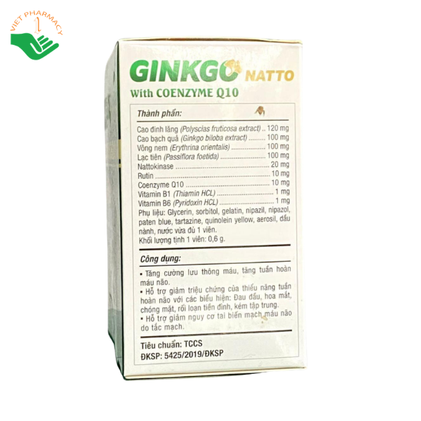 Viên uống Ginkgo Natto With Coenzyme Q10 Phúc Vinh hỗ trợ tăng tuần hoàn máu não, giảm hoa mắt chóng mặt (Hộp 10 vỉ x 10 viên) - Ảnh 6
