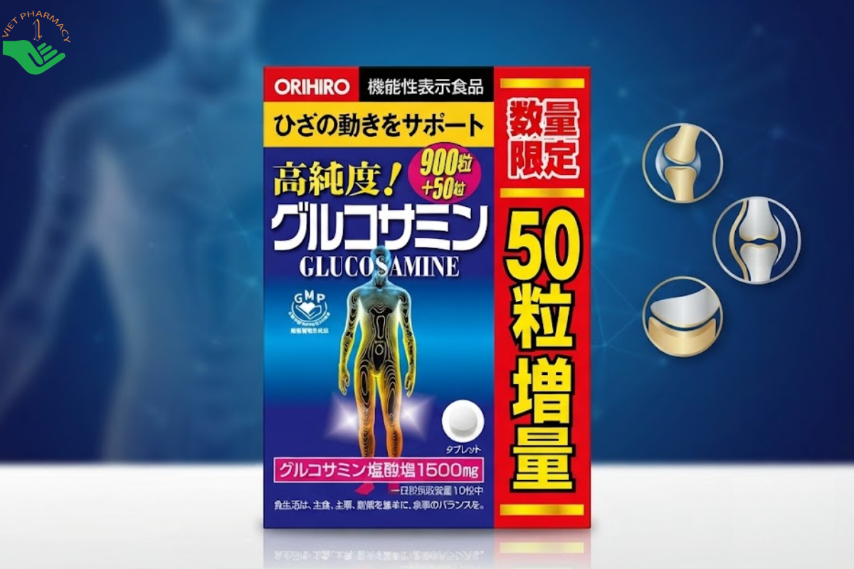 Viên uống Glucosamine Orihiro hỗ trợ chăm sóc xương khớp (Hộp 950 viên)