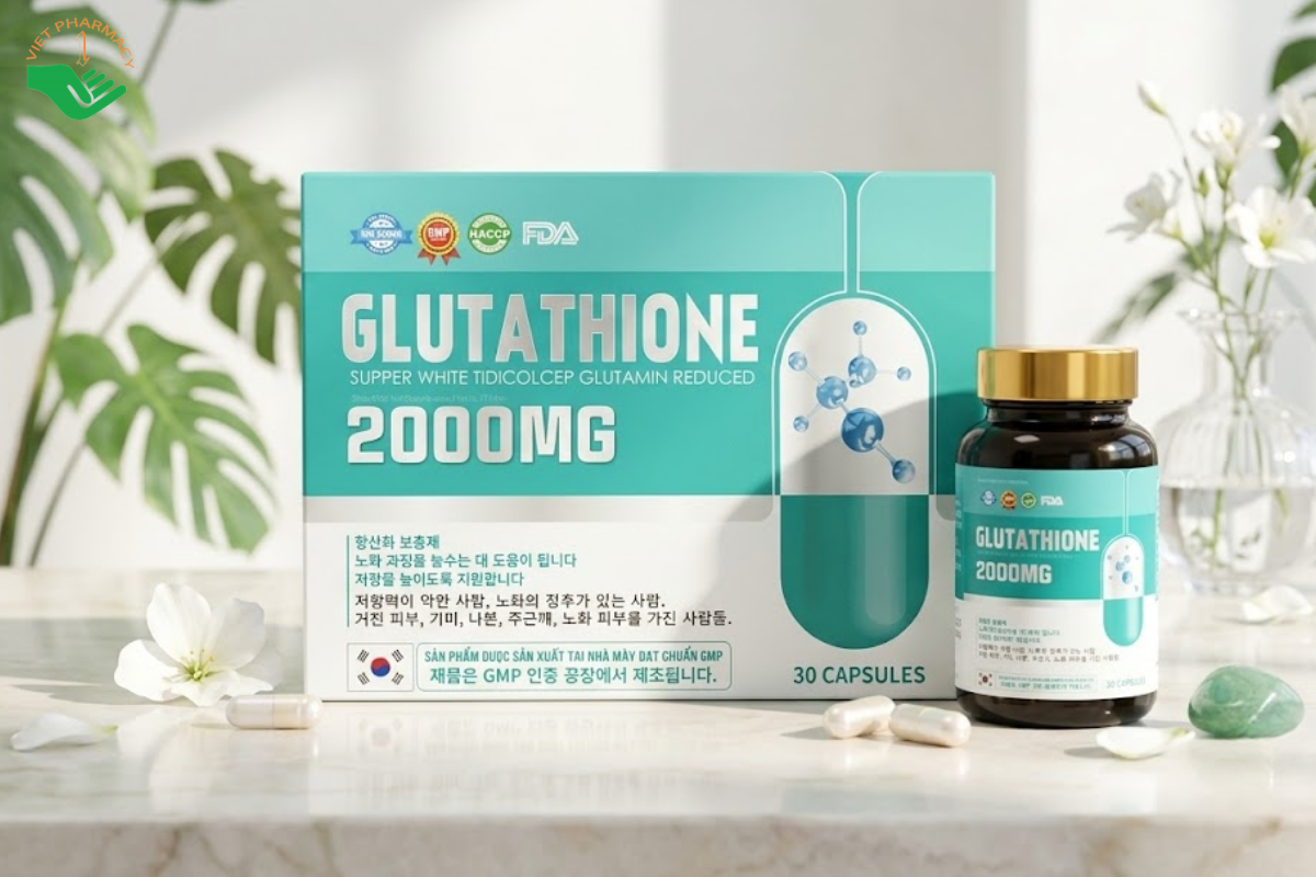 viên uống trắng da glutathione 2000mg Đại Phú Tiến hỗ trợ làm chậm quá trình lão hóa (Hộp 30 viên) research grade Kapseln:60 Kapseln GHK-Cu Copper Peptide -