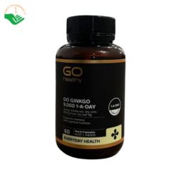 Viên uống GO Ginkgo 9000+ GO Healthy hỗ trợ tăng cường tuần hoàn não, cải thiện trí nhớ và khả năng tập trung (Hộp 1 lọ 60 viên)