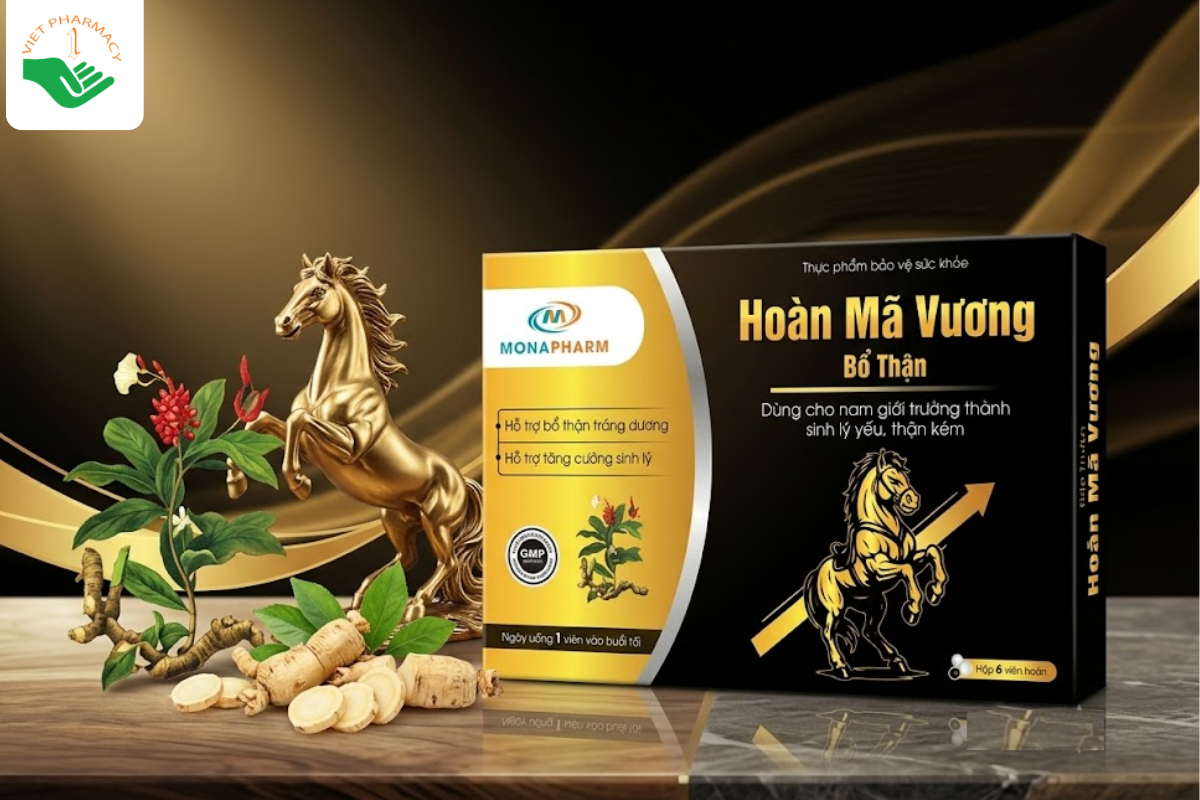 Viên uống Hoàn Mã Vương Monapharm giúp bổ thận và tăng cường sinh lý (Hộp 6 viên)