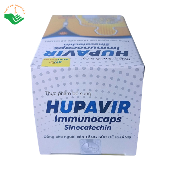 Viên uống Hupavir Immunocaps Sinecatechin Monapharm bổ sung vitamin, khoáng chất cho người sức đề kháng kém (Hộp 1 lọ 60 viên) - Ảnh 5