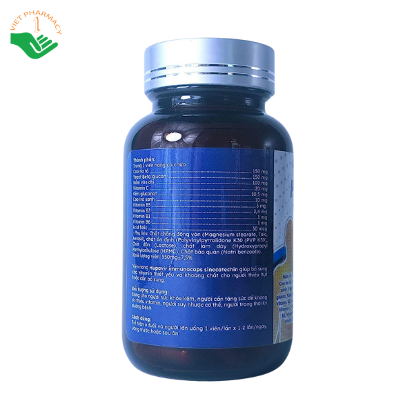 Viên uống Hupavir Immunocaps Sinecatechin Monapharm bổ sung vitamin, khoáng chất cho người sức đề kháng kém (Hộp 1 lọ 60 viên) - Ảnh 7