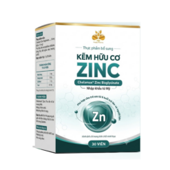 Viên uống Kẽm hữu cơ Zinc hỗ trợ chống oxy hóa, kháng viêm, hỗ trợ điều trị bệnh lý về da liễu (Hộp 30 viên)