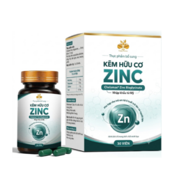 Viên uống Kẽm hữu cơ Zinc hỗ trợ chống oxy hóa, kháng viêm, hỗ trợ điều trị bệnh lý về da liễu (Hộp 30 viên)