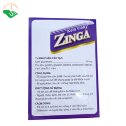 Viên uống kẽm Zinga Hatapharm bổ sung kẽm và hỗ trợ tăng sức đề kháng (Hộp 10 vỉ x 10 viên)