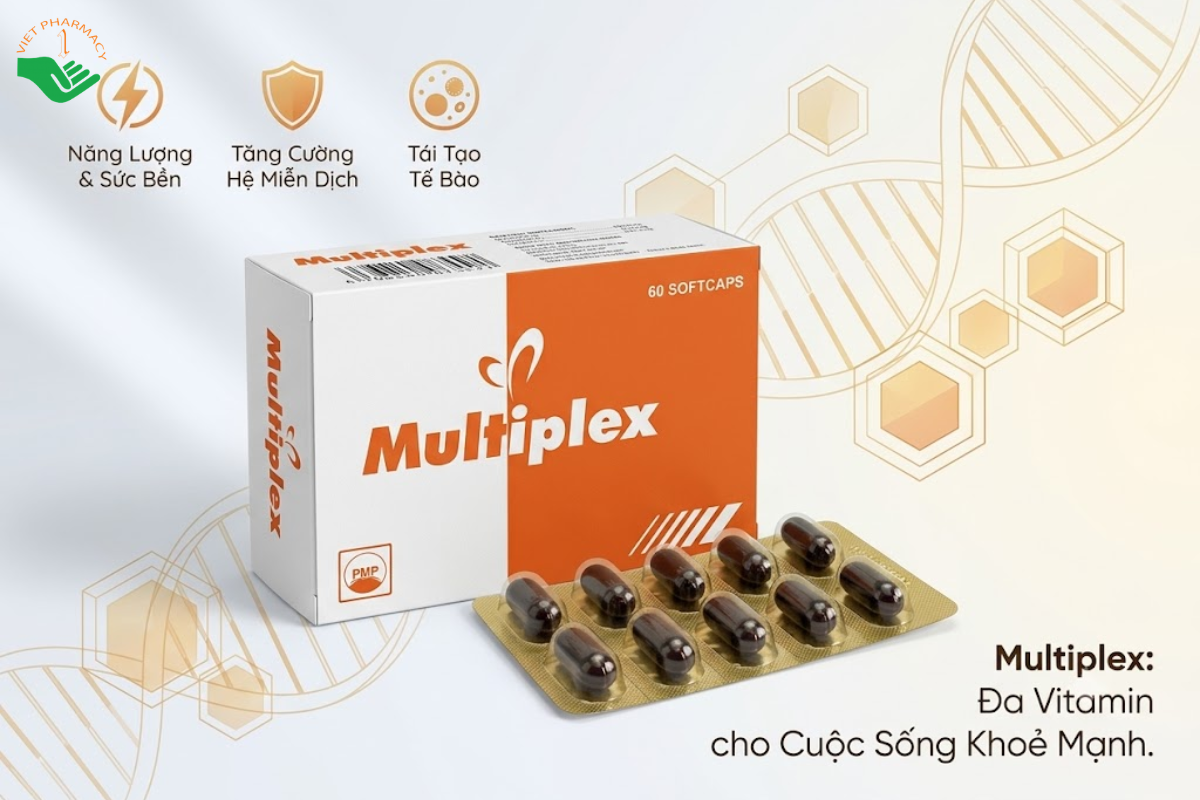 Viên uống Multiplex Pymepharco bổ sung vitamin và hỗ trợ chuyển hóa năng lượng (Hộp 6 vỉ x 10 viên)