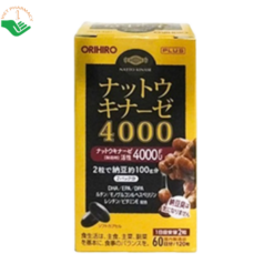 Viên uống Nattokinase 4000 Orihiro hỗ trợ giảm nguy cơ hình thành huyết khối (Lọ 120 viên)