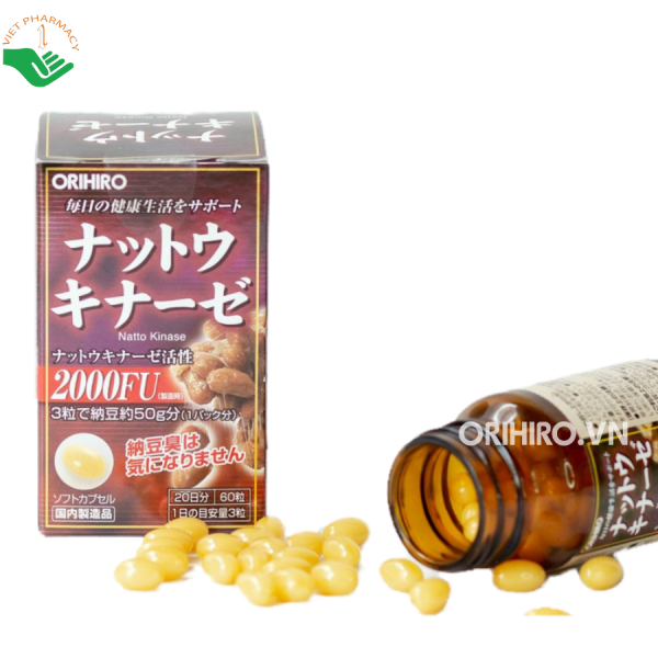 Viên uống Nattokinase Orihiro bổ sung chiết xuất Bacillus natto, hỗ trợ sức khỏe tuần hoàn (Lọ 60 viên)