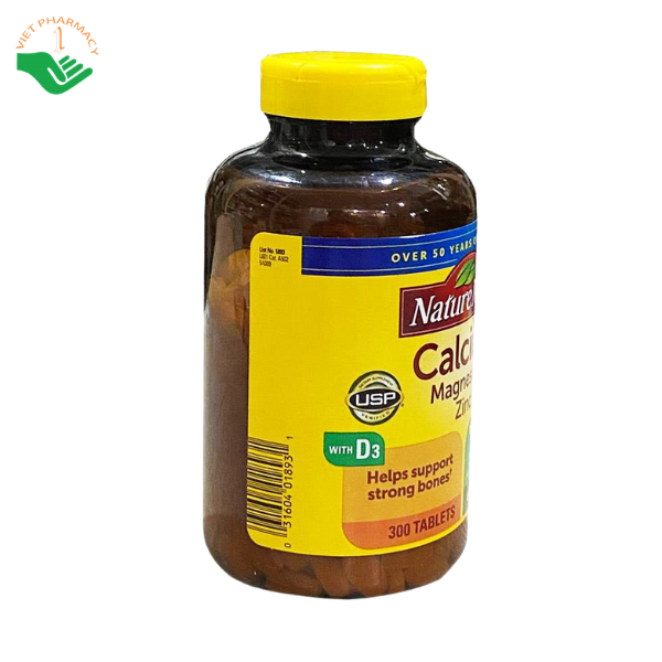 Viên uống Nature Made Calcium Magnesium Zinc bổ sung canxi, magie, kẽm và vitamin D3, hỗ trợ xương chắc khỏe (Lọ 300 viên) - Ảnh 4