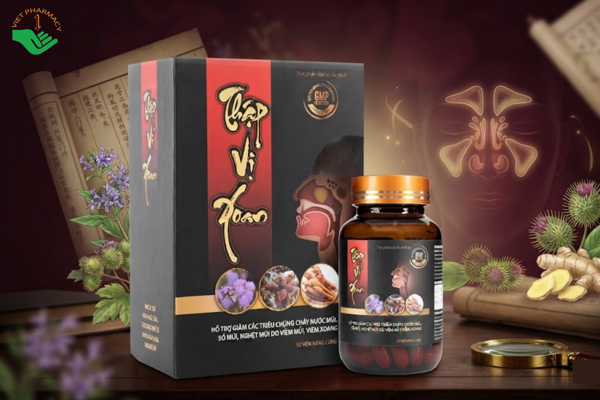 Viên uống Thập Vị Xoan Vipharco hỗ trợ giảm hắt hơi, sổ mũi và nghẹt mũi (Hộp 50 viên)
