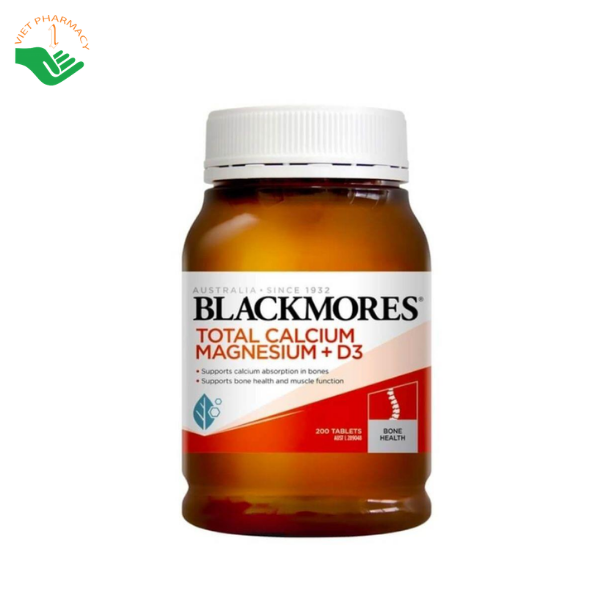 Viên uống Total Calcium Magnesium + D3 Blackmores hỗ trợ bổ sung canxi và giúp xương chắc khỏe (Lọ 200 viên)